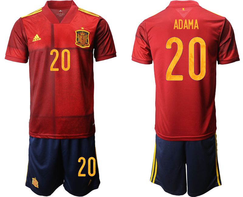 Men 2020-2021 European Cup Spain home red #20 Adidas Soccer Jersey->spain jersey->Soccer Country Jersey